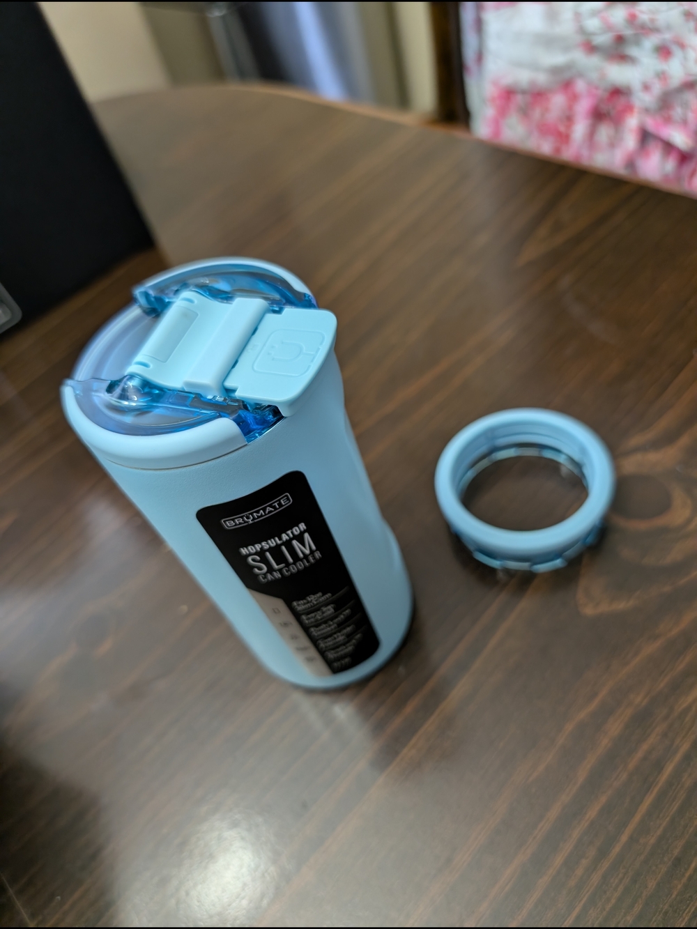 Hopsulator Slim Can Cooler with Lid In Glacier - Picture 3 of 3